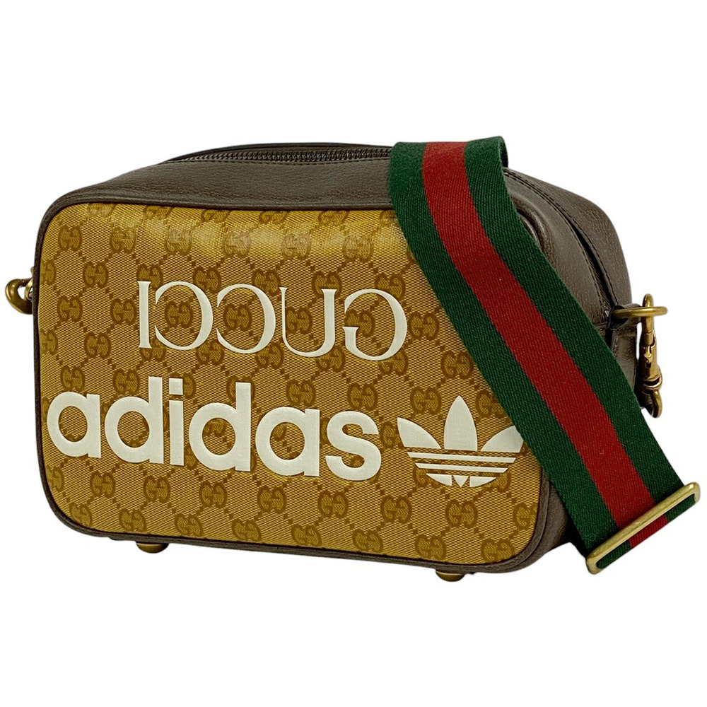 Gucci GG Crystal Shoulder Bag Adidas Sherry Web Crossbody Canvas Brown